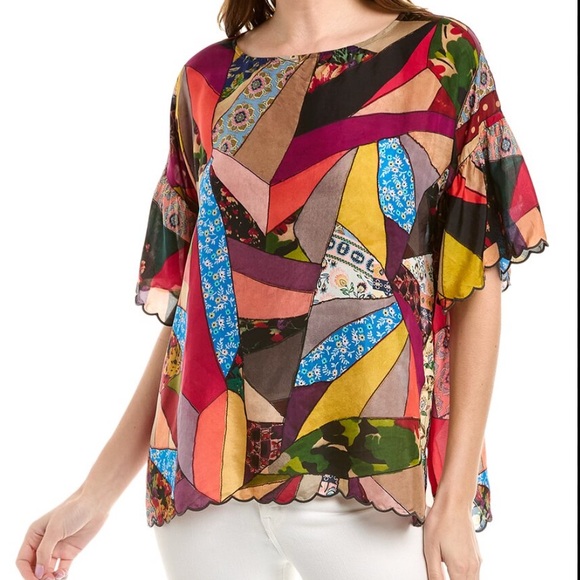 Johnny Was Silk blouse 100% silk womens fall top Small - Picture 1 of 15